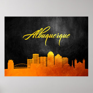 Albuquerque New Mexico Gold Skyline Poster