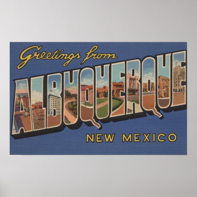 Albuquerque, New Mexico - Large Letter Scenes Poster (Front)