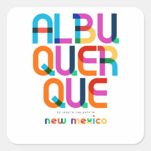 Albuquerque New Mexico Mid Century, Pop Art, Square Sticker