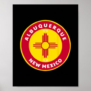Albuquerque New Mexico Nm Zia Flag Pride Dge Souve Poster