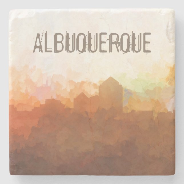 Albuquerque New Mexico Skyline IN CLOUDS Stone Coaster (Front)
