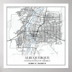Albuquerque New Mexico Texas USA Travel City Map Poster