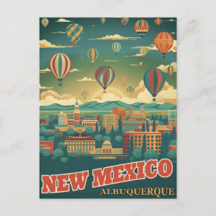 Albuquerque, New Mexico with a Hot Air Balloon Postcard