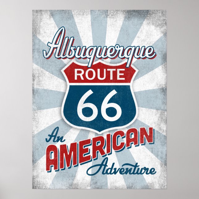 Albuquerque Route 66 Vintage America New Mexico Poster (Front)