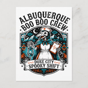 Albuquerque Skeleton Plague Doctor Night Shift Postcard