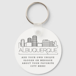 Albuquerque Stylized Skyline   Custom Slogan Key Ring