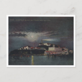 Alcatraz at Night, San Francisco, Vintage Postcard