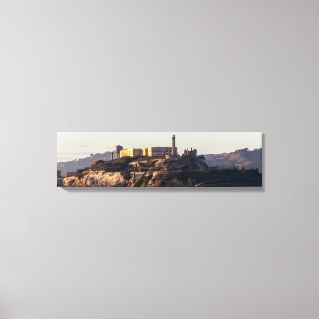 Alcatraz Island At Sunset Panoramic Canvas Print (Front)