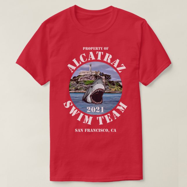 Alcatraz Island Escape Swim Team Shark 2021 Appare T-Shirt (Design Front)