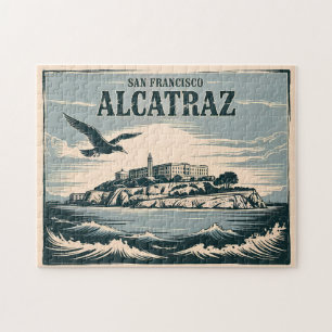 Alcatraz Island Prison San Francisco Travel Rertro Jigsaw Puzzle