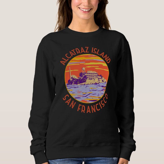 Alcatraz Island San Francisco Distressed Circle Sweatshirt (Front)