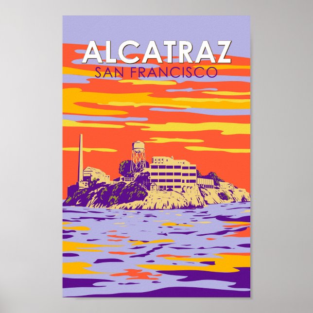 Alcatraz Island San Francisco Travel Art Vintage Poster (Front)