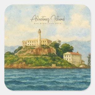 Alcatraz Island – San Francisco Travel Landmark Square Sticker