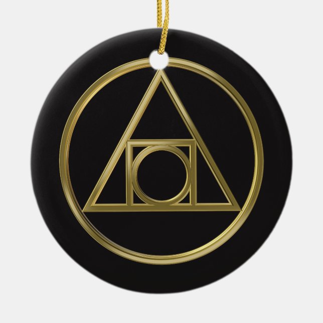 Alchemical symbol ceramic tree decoration (Front)