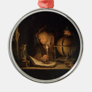 Alchemist Philosopher Reading Metal Tree Decoration