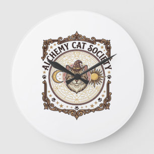 Alchemy Cat Society Cat Alchemy Vintage Vector Art Large Clock
