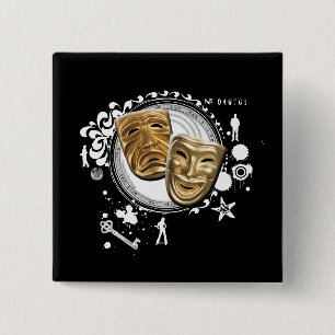 Alchemy of Acting Drama Masks 15 Cm Square Badge