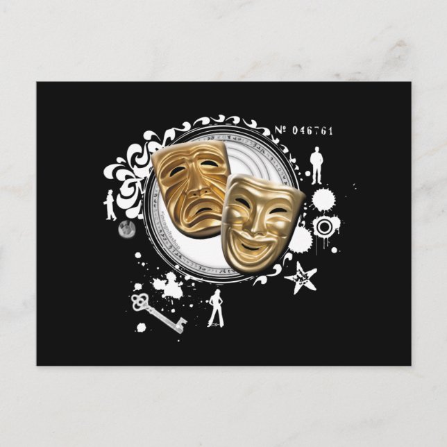 Alchemy of Acting Drama Masks Postcard (Front)