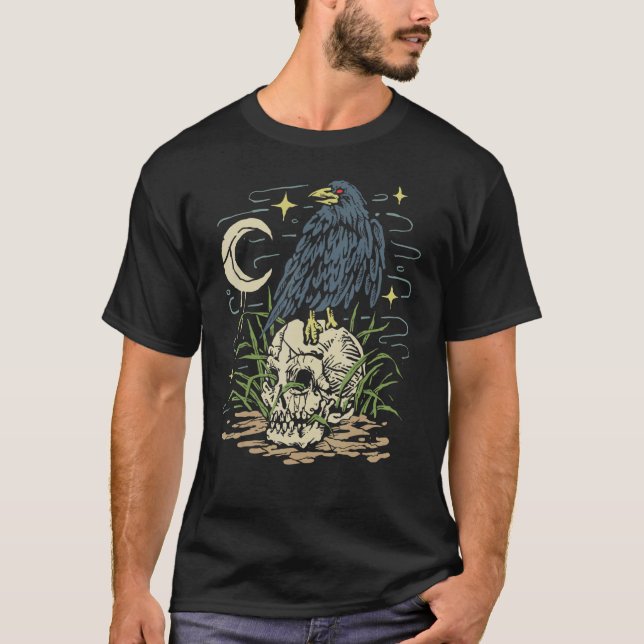 Alchemy Raven Skull Moon T-Shirt (Front)