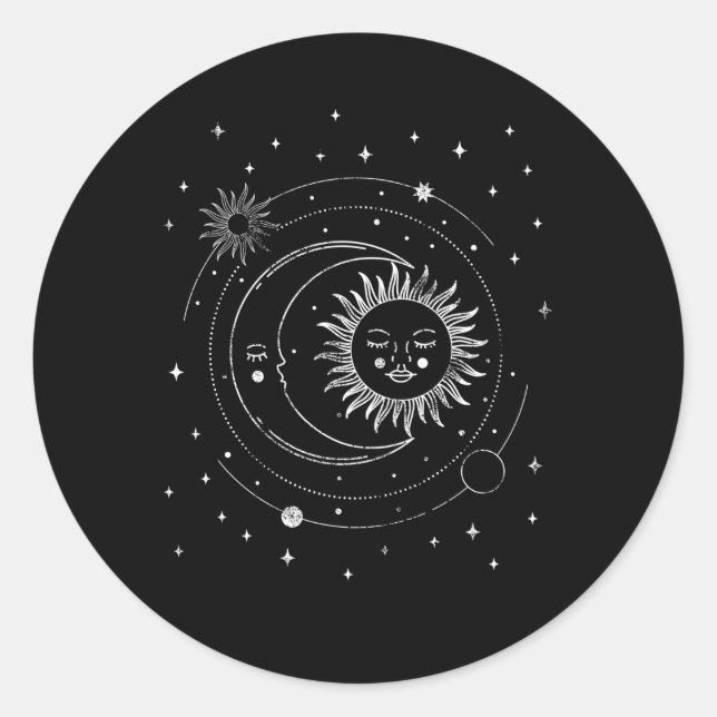 Alchemy Sun Moon Astrology Classic Round Sticker (Front)