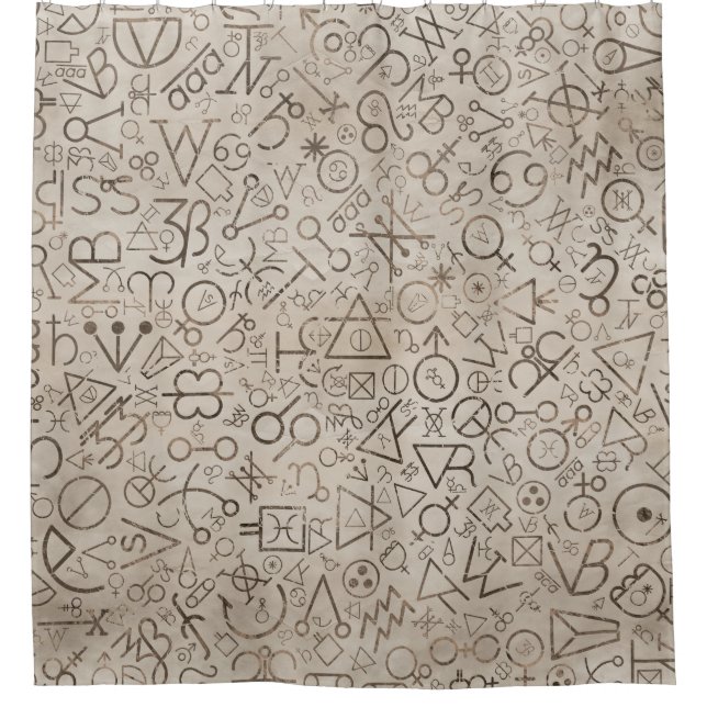 Alchemy symbols -Astrological symbols pattern #1 Shower Curtain (Front)