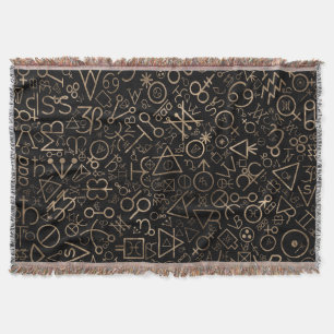 Alchemy symbols Astrological symbols pattern #2 Throw Blanket