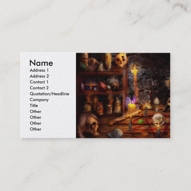Alchemy - That old black magic Business Card (Front)