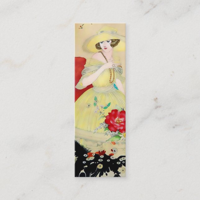 ALCINA, French Art Deco Lady: WHIMSICAL SUMMER Mini Business Card (Front)