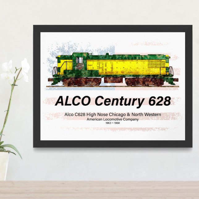 Alco C-628 Diesel Locomotive and American flag Photo Print (Creator Uploaded)
