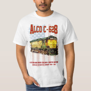 Alco C-628 Diesel Locomotive and American flag T-Shirt