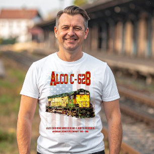 Alco C-628 Diesel Locomotive and American flag T-Shirt
