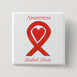 Alcohol Abuse Awareness Heart Ribbon Custom Pin