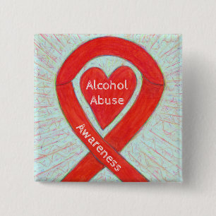 Alcohol Abuse Red Heart Awareness Ribbon Pin