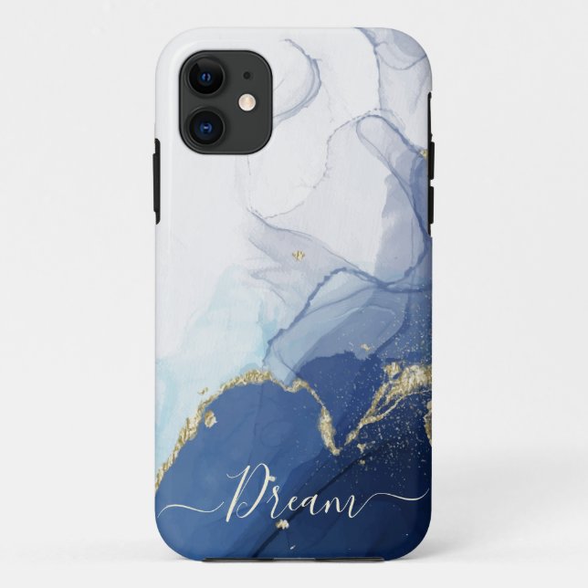 Alcohol blue ink iPhone Case (Back)