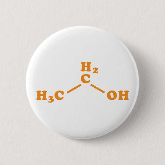 Alcohol Ethanol Molecular Chemical Formula 6 Cm Round Badge (Front)