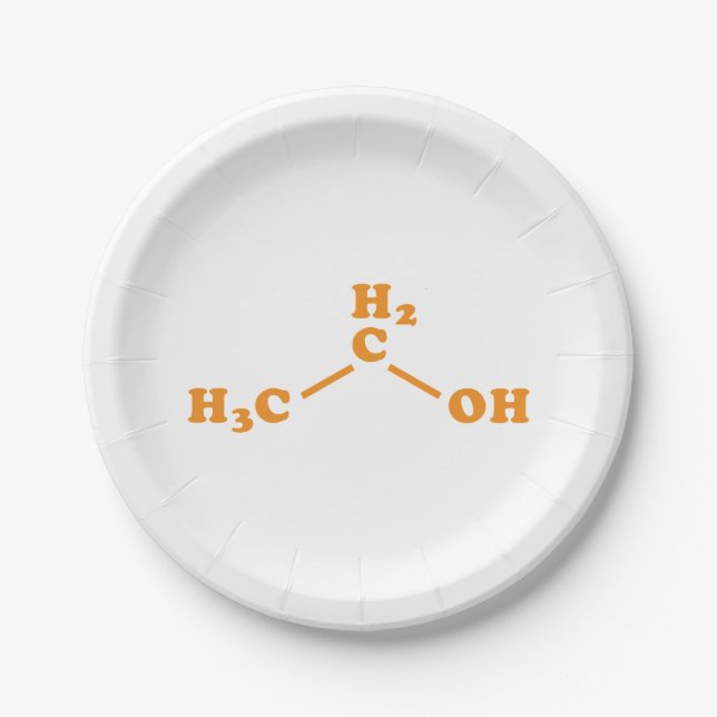 Alcohol Ethanol Molecular Chemical Formula Paper Plate (Front)