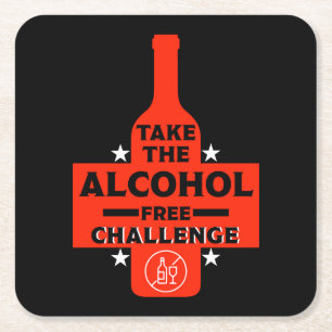 Alcohol Free And Sober Square Paper Coaster