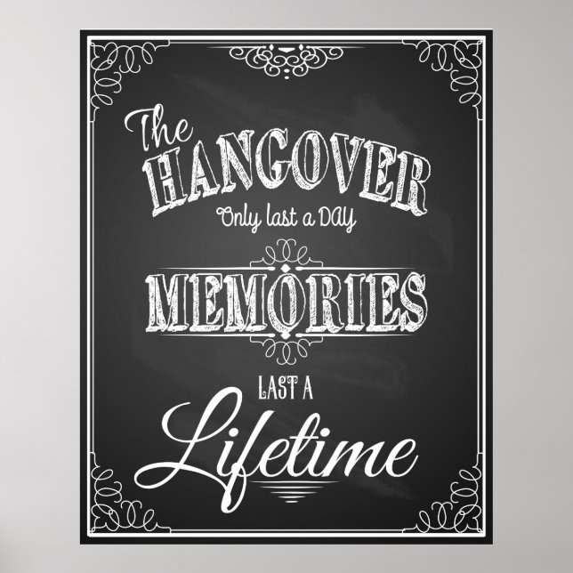 Alcohol HANGOVER bar sign perfect wedding print (Front)
