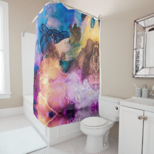 Alcohol Ink Abstract Art Shower Curtain