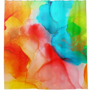 Alcohol ink abstract background, macro photoabstra shower curtain