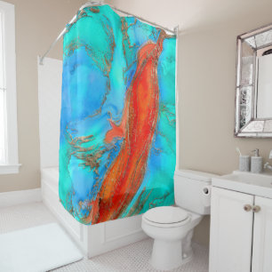 Alcohol ink and gold - Incline Shower Curtain