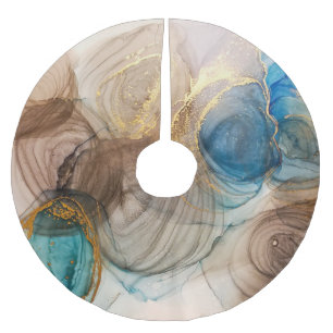 Alcohol Ink, Bleached Mineral Abstract. Brushed Polyester Tree Skirt