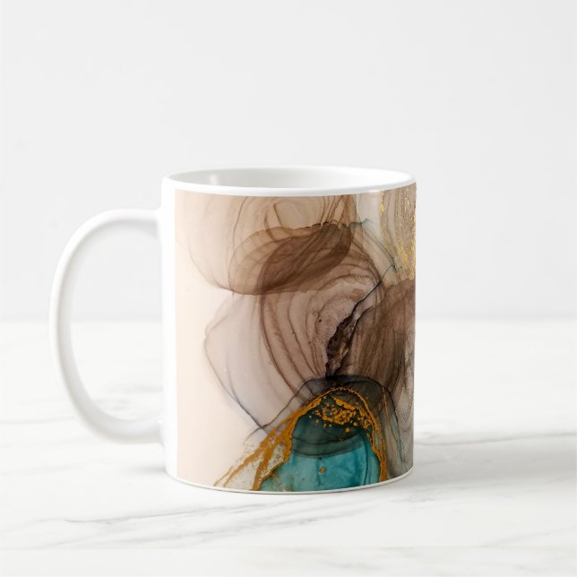 Alcohol Ink, Bleached Mineral Abstract. Coffee Mug (Left)