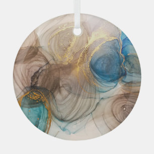 Alcohol Ink, Bleached Mineral Abstract. Glass Tree Decoration
