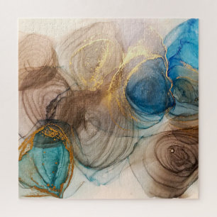 Alcohol Ink, Bleached Mineral Abstract. Jigsaw Puzzle