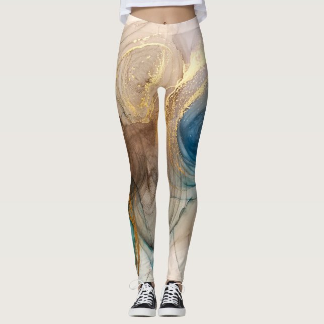 Alcohol Ink, Bleached Mineral Abstract. Leggings (Front)