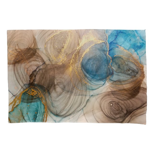 Alcohol Ink, Bleached Mineral Abstract. Pillowcase (Front)