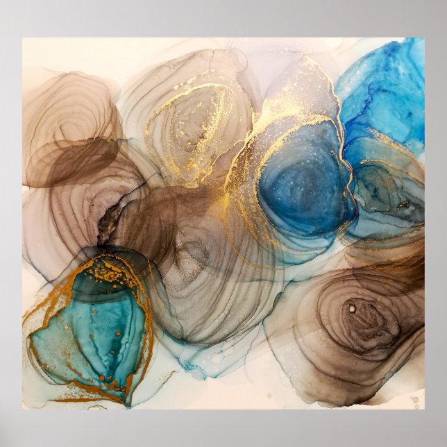 Alcohol Ink, Bleached Mineral Abstract. Poster (Front)