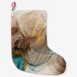 Alcohol Ink, Bleached Mineral Abstract. Small Christmas Stocking