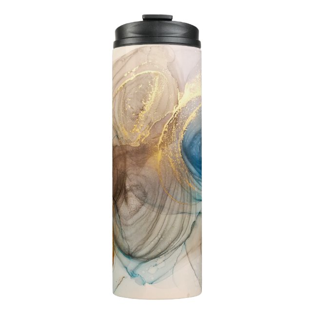 Alcohol Ink, Bleached Mineral Abstract. Thermal Tumbler (Front)